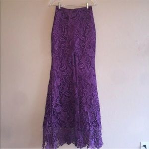 Purple Lace Long Maxi Mermaid Elegant Skirt